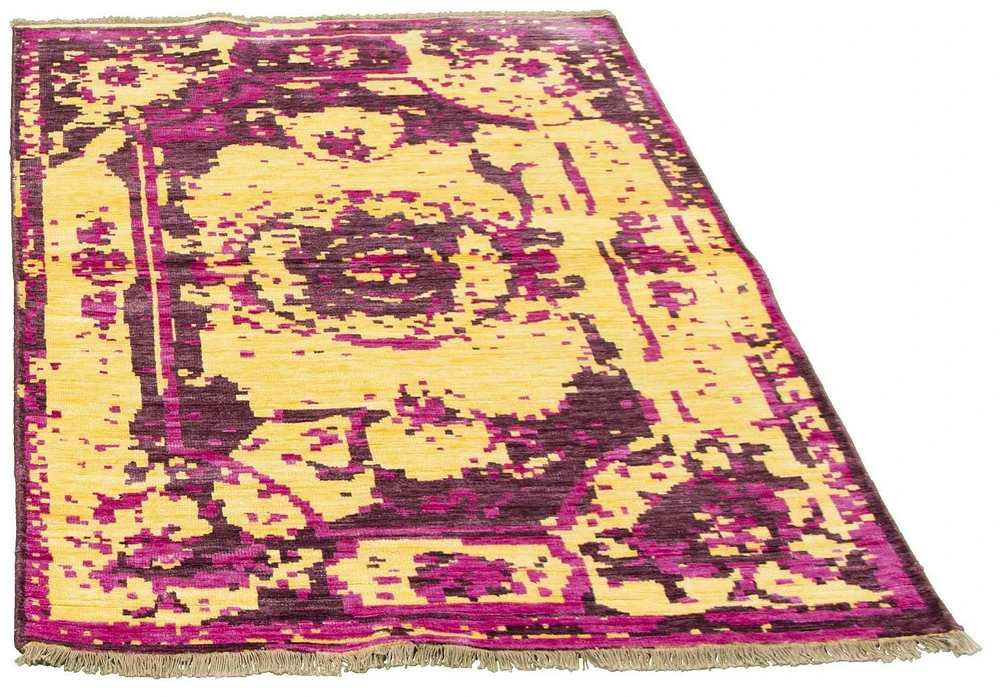 ECARPETGALLERY 4'8" x 6'8" Transitional Jules Oushak Hand-knotted Area Rug for Living Room, Dining Room and Bedroom in Pink