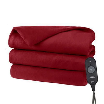 Sunbeam Heated Throw Fleece, Garnet