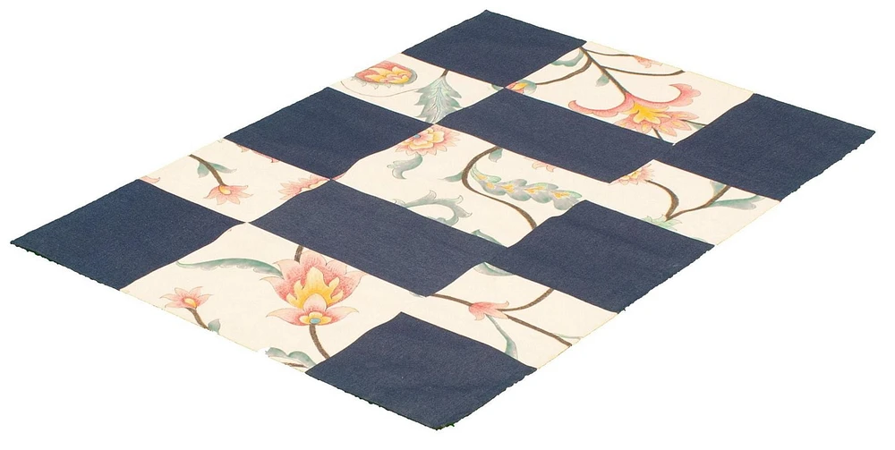 ECARPETGALLERY 3'8" x 5'7" Transitional Collage Handmade Area Rug for Living Room, Dining Room and Bedroom in Blue