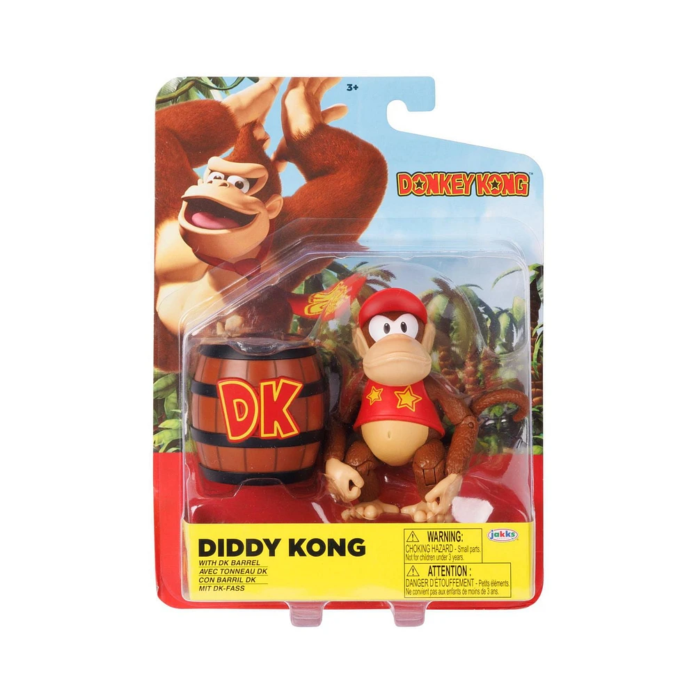 Nintendo 4 Inch Figure - Diddy Kong with DK Barrel