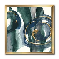 Designart Mettalic Indigo and Gold III Framed Wall Art