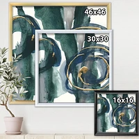 Designart Mettalic Indigo and Gold III Framed Wall Art