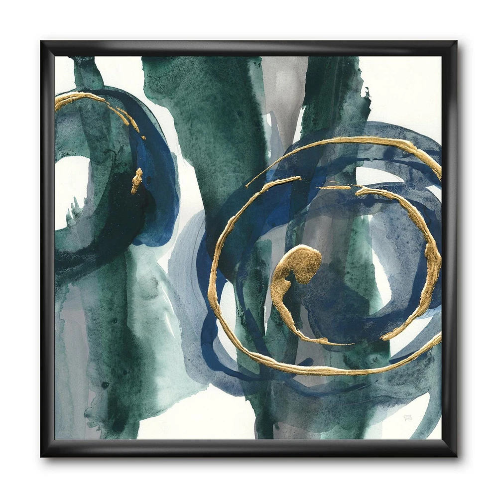 Designart Mettalic Indigo and Gold III Framed Wall Art