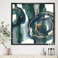 Designart Mettalic Indigo and Gold III Framed Wall Art