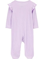 Carter's Child of Mine Baby Girls' Sleep n Play Purple Ruffle, Size Preemie - 6/9 Months