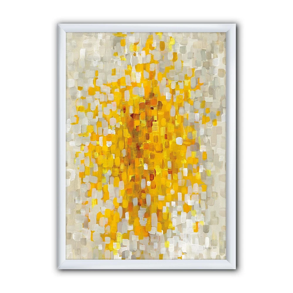 Designart Glam Yellow Explosion Blocks Framed Wall Art