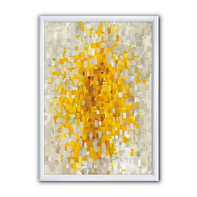 Designart Glam Yellow Explosion Blocks Framed Wall Art