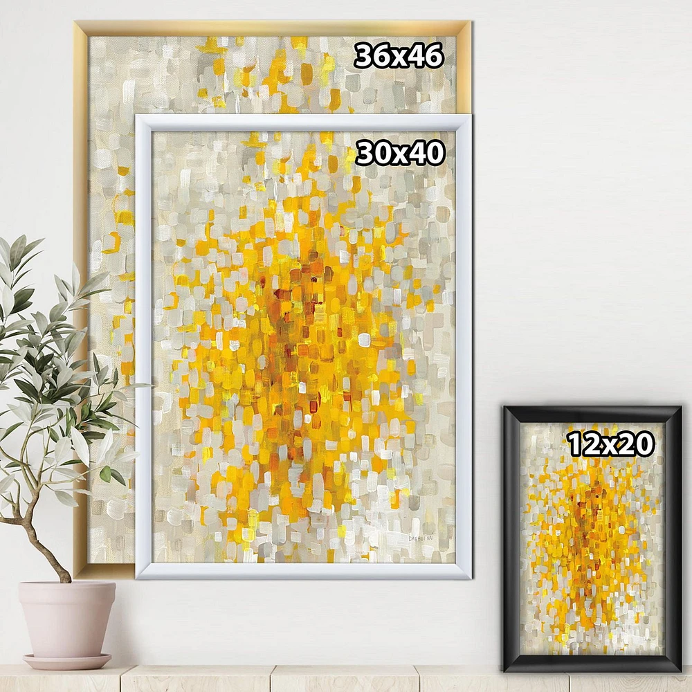 Designart Glam Yellow Explosion Blocks Framed Wall Art