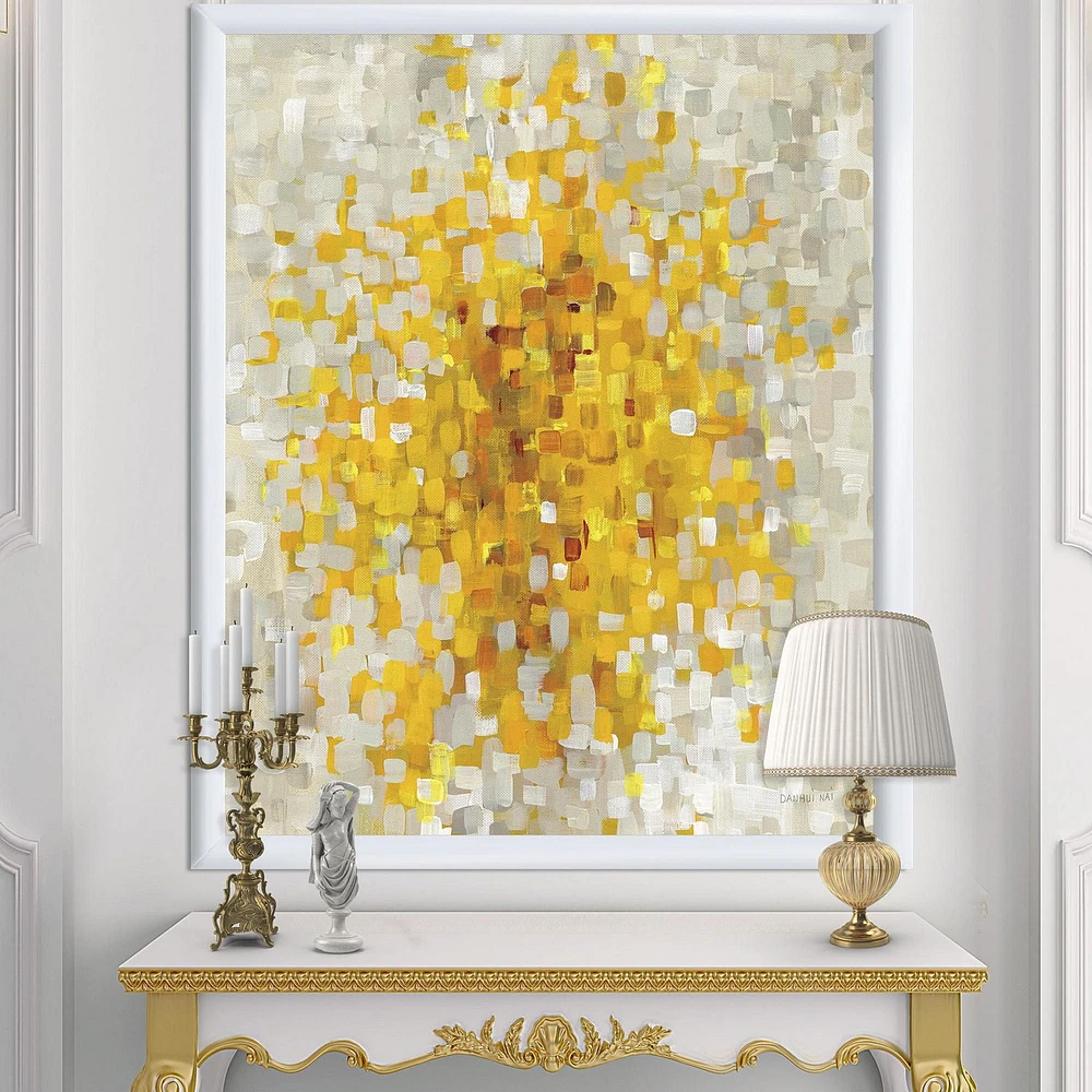 Designart Glam Yellow Explosion Blocks Framed Wall Art