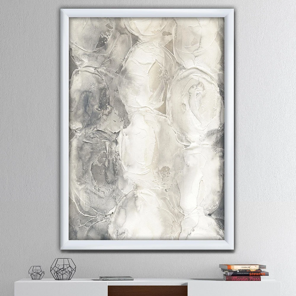 Designart Gray Circles I Framed Wall Art