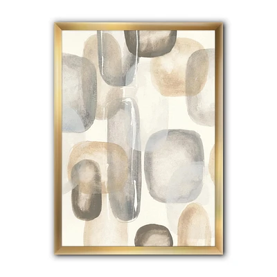 Designart Neutral Oval Grey Stones I Framed Wall Art