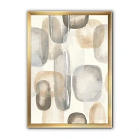 Designart Neutral Oval Grey Stones I Framed Wall Art