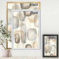 Designart Neutral Oval Grey Stones I Framed Wall Art