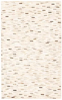 ECARPETGALLERY 5'0" x 8'3" Contemporary Cowhide Patchwork Handmade Area Rug for Living Room, Dining Room and Bedroom in Ivory