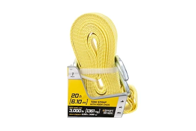 SmartStraps 20' 9000 lb Tow Strap with Hooks, Tow Strap