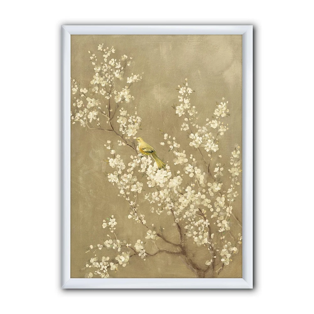 Designart White Cherry Blossom III Framed Wall Art