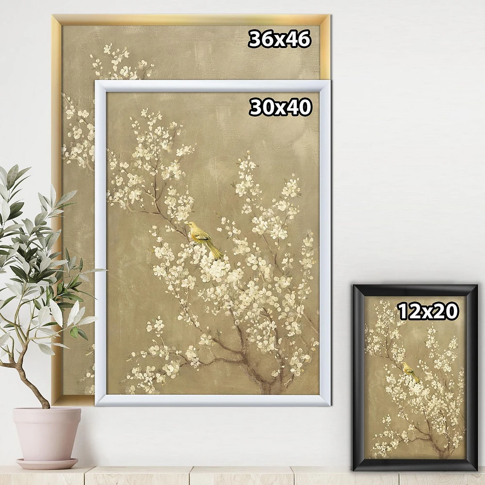 Designart White Cherry Blossom III Framed Wall Art