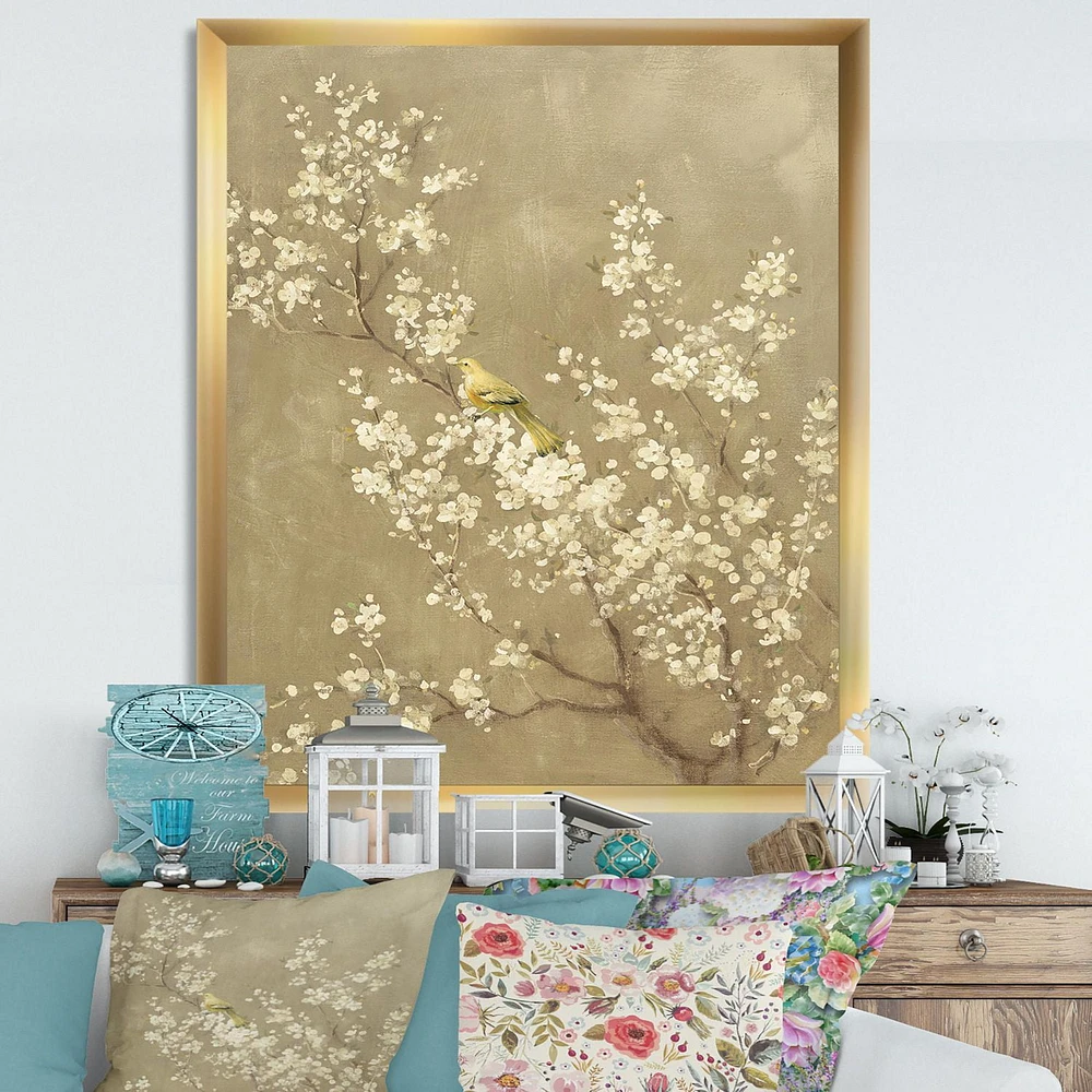 Designart White Cherry Blossom III Framed Wall Art