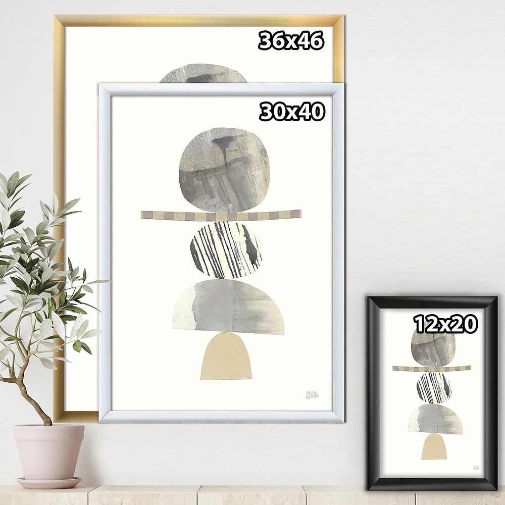 Designart Geometric Balance Neutral I Framed Wall Art