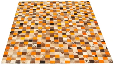 ECARPETGALLERY 5'8" x 7'10" Contemporary Cowhide Patchwork Handmade Area Rug for Living Room, Dining Room and Bedroom in Oran