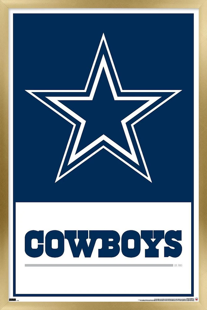 NFL Dallas Cowboys- Logo 21 Wall Poster, 14.725" x 22.375" Framed