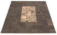 ECARPETGALLERY 5'7" x 7'11" Contemporary Cowhide Patchwork Handmade Area Rug for Living Room, Dining Room and Bedroom in Brown