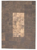 ECARPETGALLERY 5'7" x 7'11" Contemporary Cowhide Patchwork Handmade Area Rug for Living Room, Dining Room and Bedroom in Brown