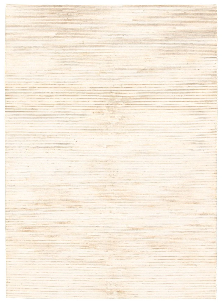 ECARPETGALLERY 5'3" x 7'4" Contemporary Cowhide Patchwork Handmade Area Rug for Living Room, Dining Room and Bedroom in Ivory