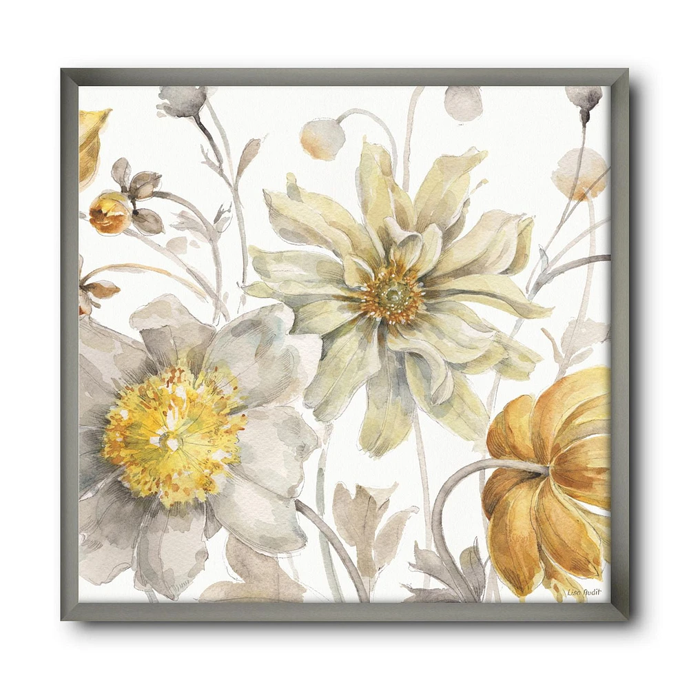 Designart Fields of Gold Watercolor Flower V Framed Wall Art