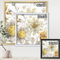 Designart Fields of Gold Watercolor Flower V Framed Wall Art