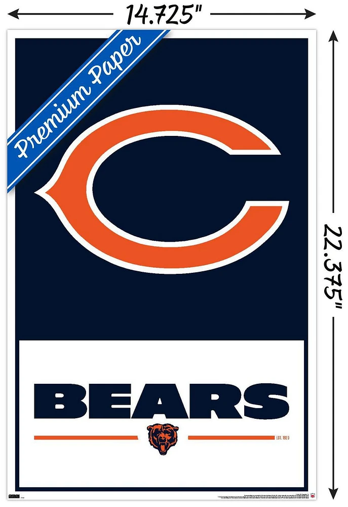 NFL Chicago Bears - Logo 21 Wall Poster, 22.375" x 34" Framed