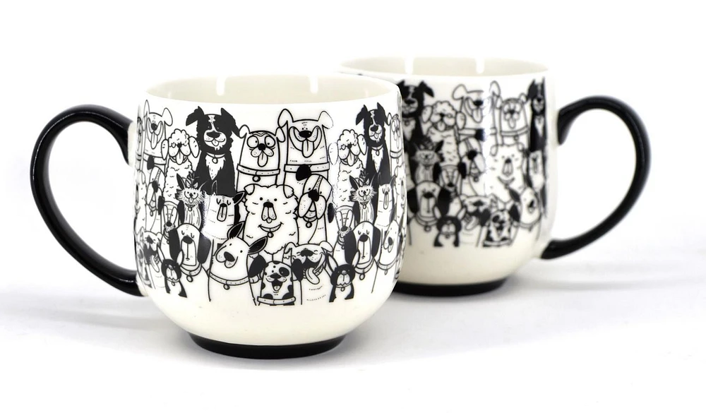 Ma Maison Black & White Dog Mug, 500ml (17oz) Mug