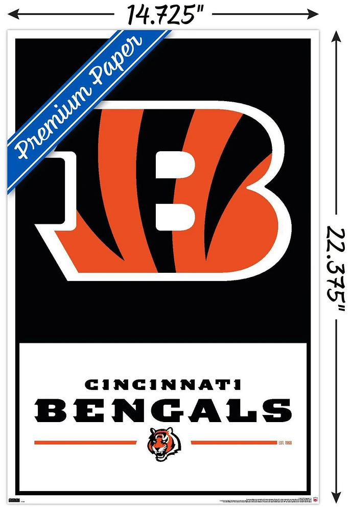 NFL Cincinnati Bengals - Logo 21 Wall Poster with Magnetic Frame, 22.375" x 34"