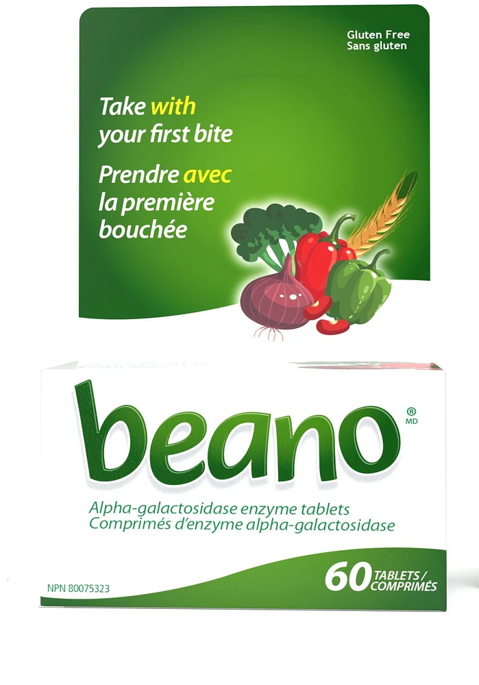 Beano Alpha-galactosidase Enzyme Tablets,, 60 Tablets