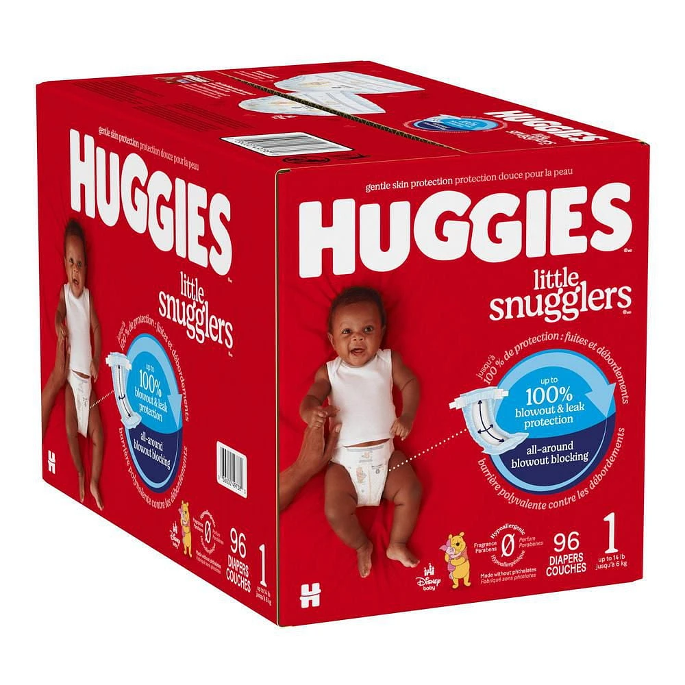 HUGGIES Little Snugglers Baby Diapers, Giga Pack, Sizes NB-2 | 84-84 Count, Sizes NB-2 | 84-84 Count