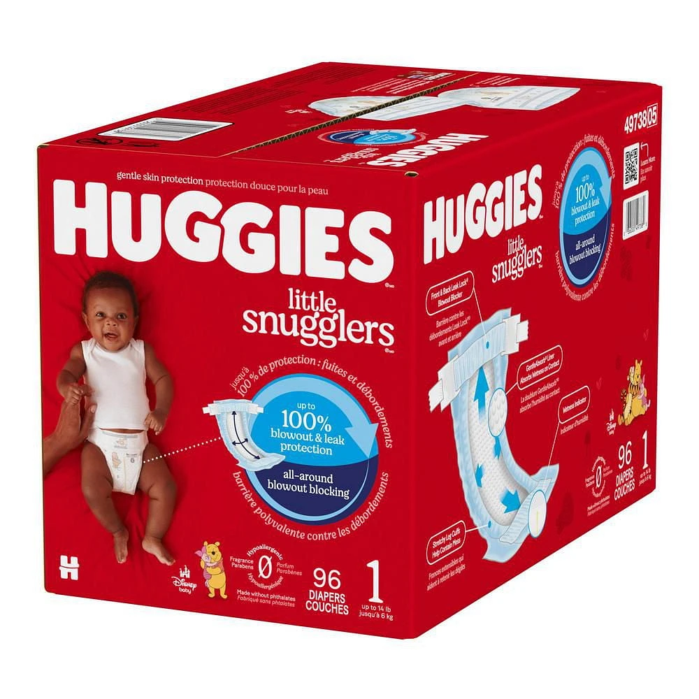 HUGGIES Little Snugglers Baby Diapers, Giga Pack, Sizes NB-2 | 84-84 Count, Sizes NB-2 | 84-84 Count