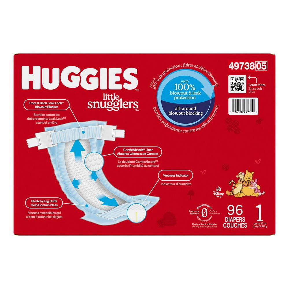 HUGGIES Little Snugglers Baby Diapers, Giga Pack, Sizes NB-2 | 84-84 Count, Sizes NB-2 | 84-84 Count