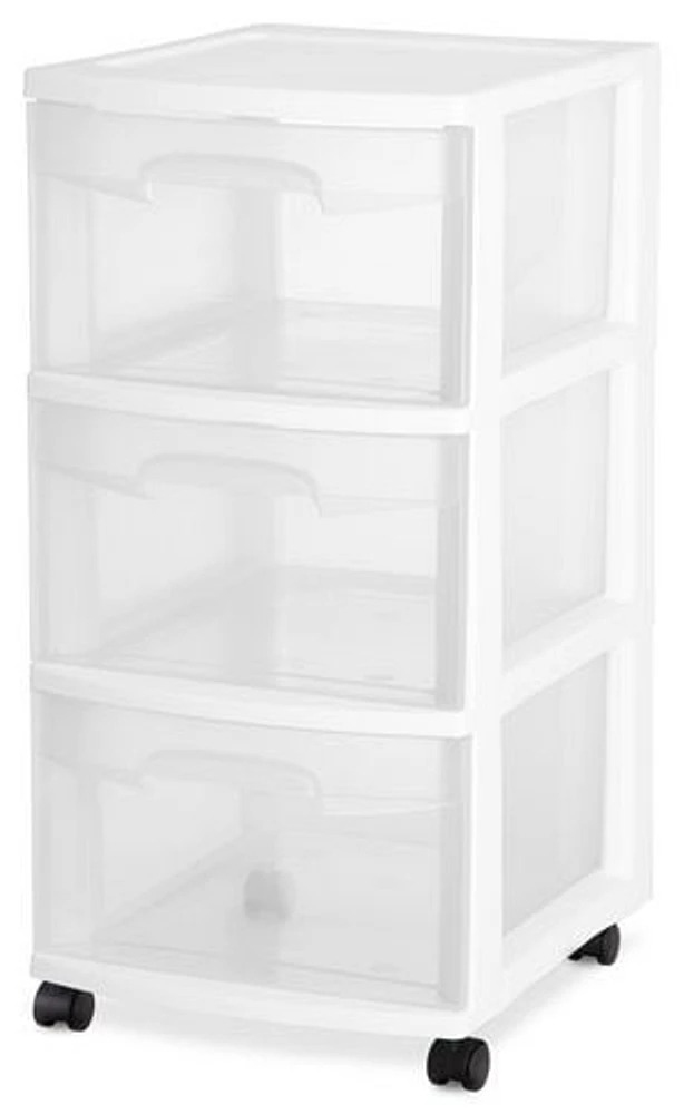 Sterilite 3 Drawer White Cart, 1 unit, White