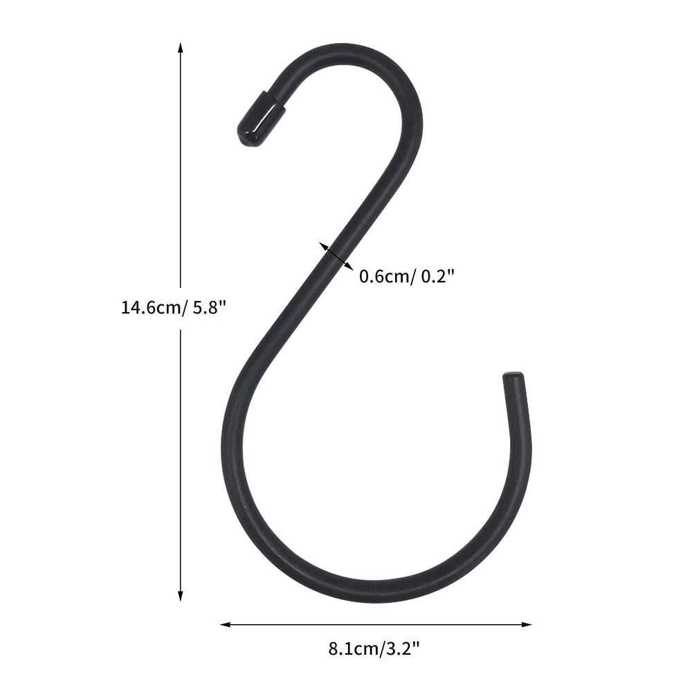 MS 6PK METAL S-HOOK, Metal S-Hooks, Black