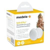 Coussinets d'allaitement lavables Safe & Dry de Medela, 4 coussinets pour l'allaitement, ultra-absorbants, réutilisables, design profilé anti-glissement Safe & Dry sont conçus pour aider