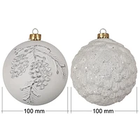 Holiday Time 4Pieces Decoration Balls Plastic Christmas Ornaments  White