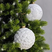 Holiday Time 4Pieces Decoration Balls Plastic Christmas Ornaments  White