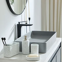 hometrends White Terrazzo Soap Dish, Stone-like soap dish for storing soap in bathroom or kitchen, Stone-like soap dish