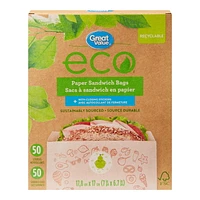 Sans à sandwich en papier eco Great Value 5(autocollants, sacs sandwich)