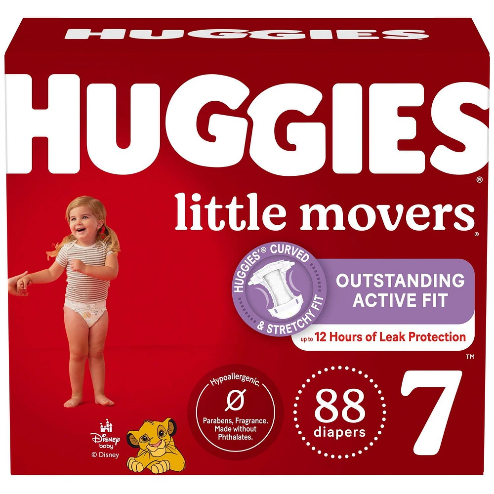 HUGGIES Little Movers Diapers, Econo Pack, Sizes: 3-7, Sizes: 3-7 | 156-80 Count, HUG DPR S3-7 168-88