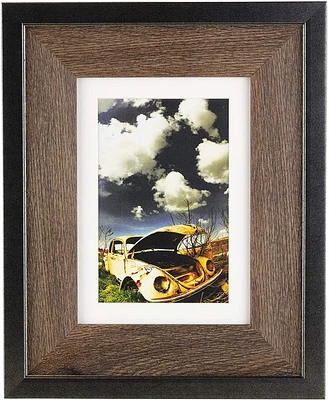 kieragrace Railtown Benton Frame – 5-Inch by 7-Inch, Matted for 4-Inch by 6-Inch, Iron Grey, Walnut Wood