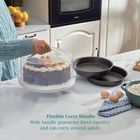 Mainstays 12 inch Clear Cake Carrier with 2pk 9 inch Gray Round Pans, Carbon Steel, MS CAKE CARRIER WITH 2 PAN