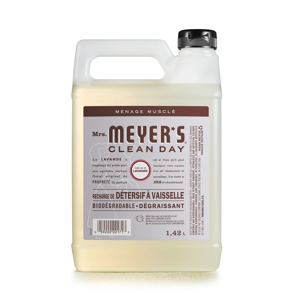 Mrs. Meyer's Clean Day Liquid Dish Soap Refill, Lavender Scent, 1.4L