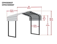 Arrow Metal Canopy 12 x 6 x 7 ft. Charcoal