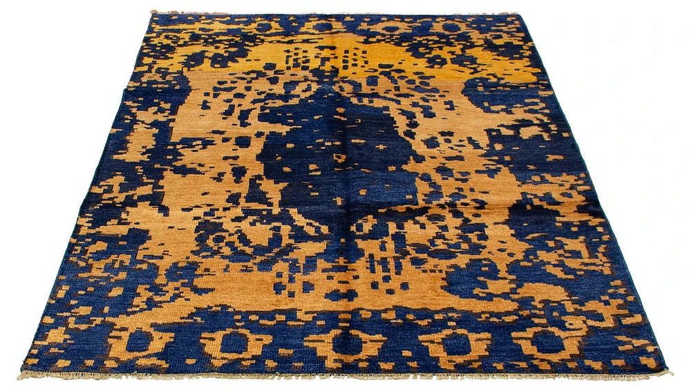 ECARPETGALLERY 7'1" x 9'11"  Transitional Jules Oushak Hand-knotted Area Rug for Living Room, Dining Room and Bedroom in Blue